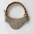 Hobbygaren bamboe tashengsel met beige croco print sluiting
