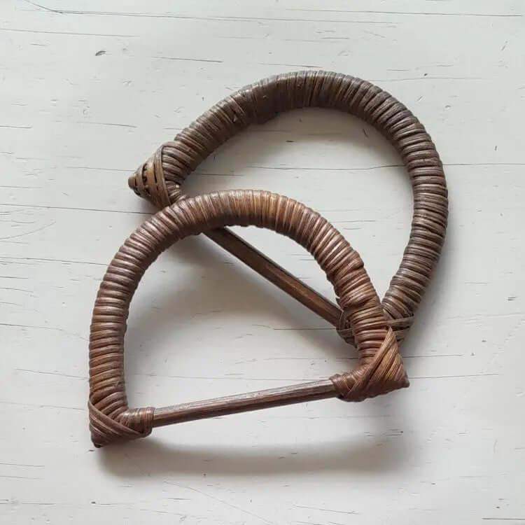 Bamboe Tas handvat-Half Rond-Bruin-15cm x 10cm - Hobbygaren