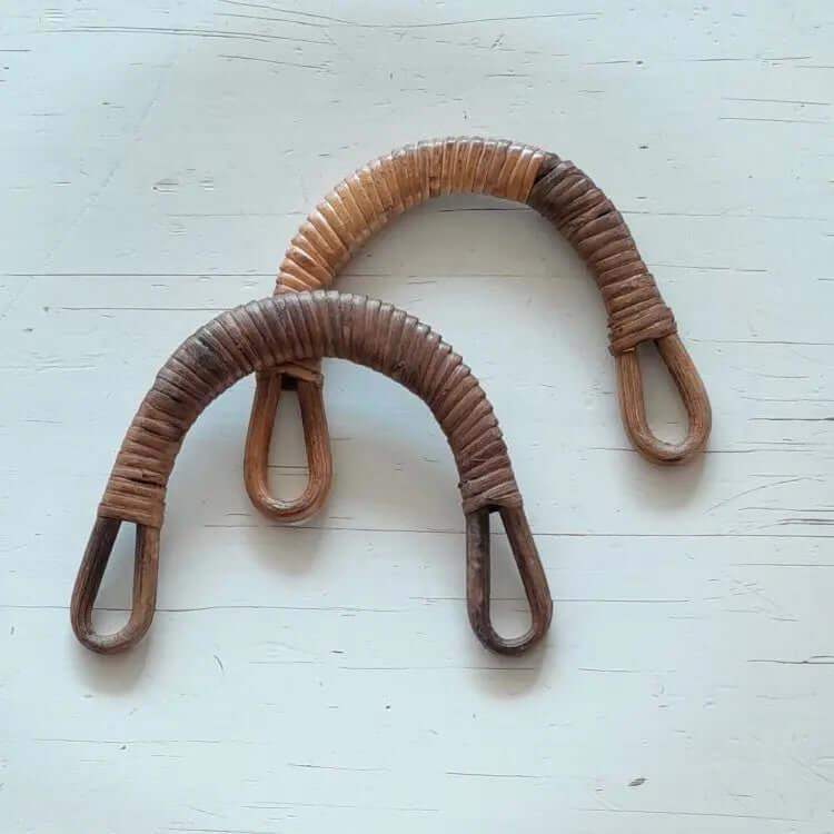 Bamboe Tas Handvat-Half Rond-Bruin -14cm x 11cm - Hobbygaren