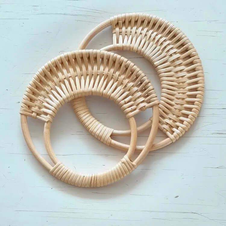 Bamboe Tas Handvat-Rond-Naturel-15.5 cm - Hobbygaren