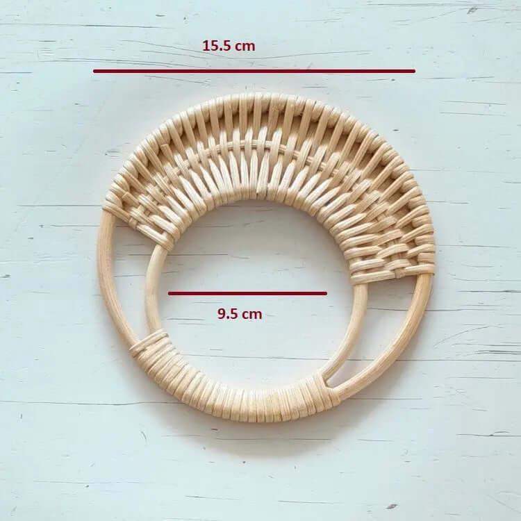 Bamboe Tas Handvat-Rond-Naturel-15.5 cm - Hobbygaren