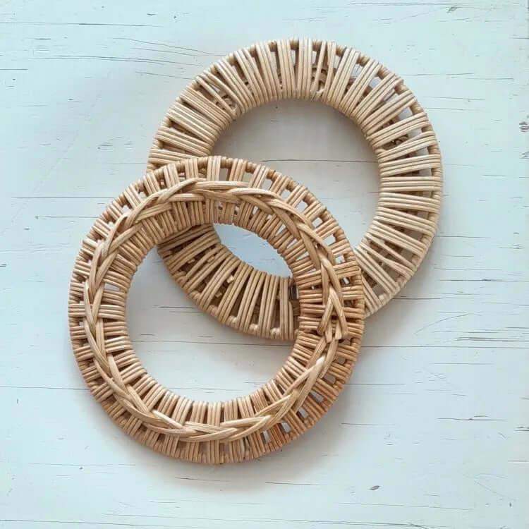 Bamboe Tas Handvat-Rond-Naturel Kleur -15 cm - Hobbygaren