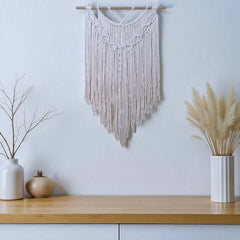 Decoratieve Boho wandmanden set van 10 - handgeweven macramé en Decoratieve Boho wandmanden set van 10 - handgeweven macramé en