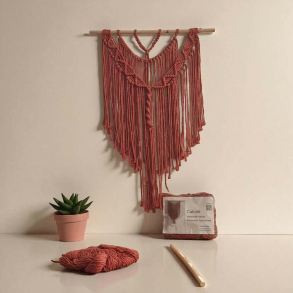 Macrame Pakket Wandkleed Boho - Terracotta - inclusief instructievideo en pdf handleiding