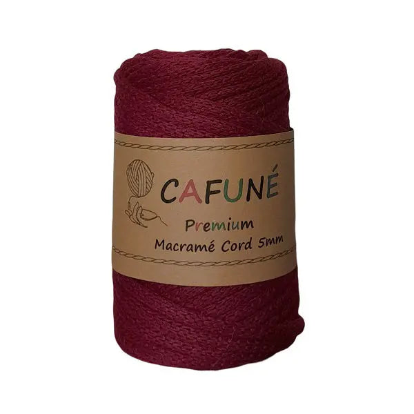 cafune premium macrame koord 5mm, gevlochten koord, bordeaux