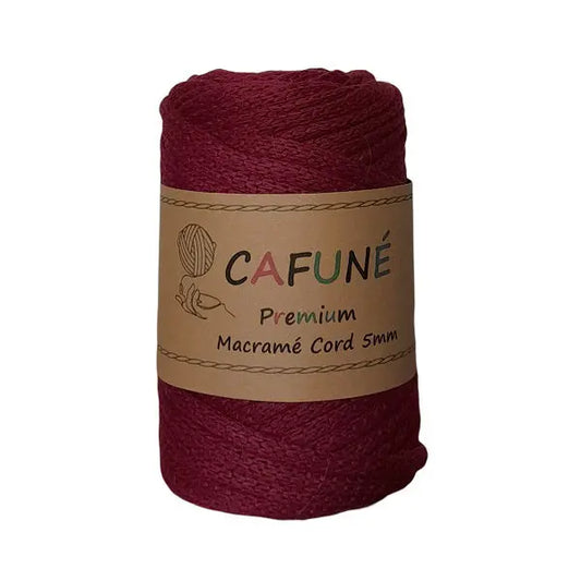 cafune premium macrame koord 5mm, gevlochten koord, bordeaux