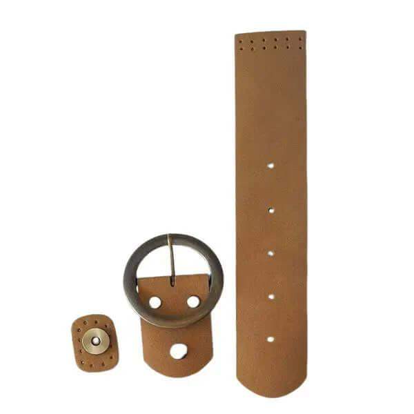 Leren Tas Flap Met Sluiting-Lichtbruin/Camel 25x5cm - Hobbygaren