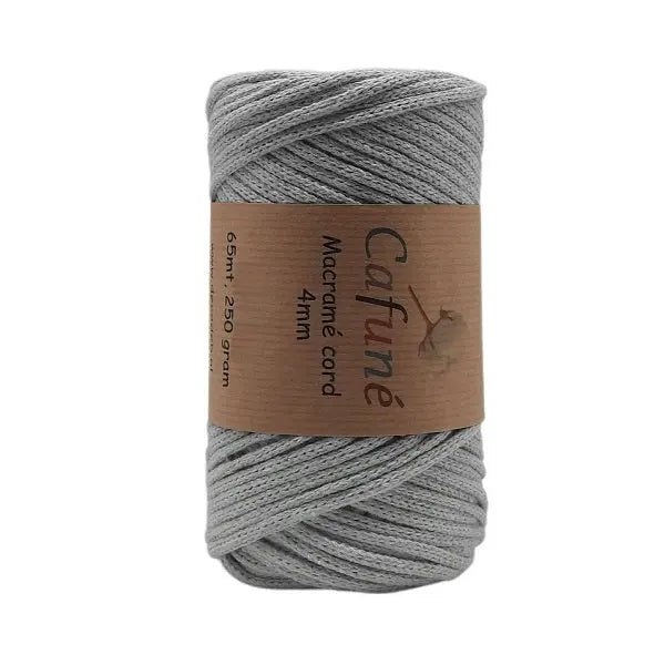 cafune macrame koord 4mm lichtgrijs, een gevlochten koord