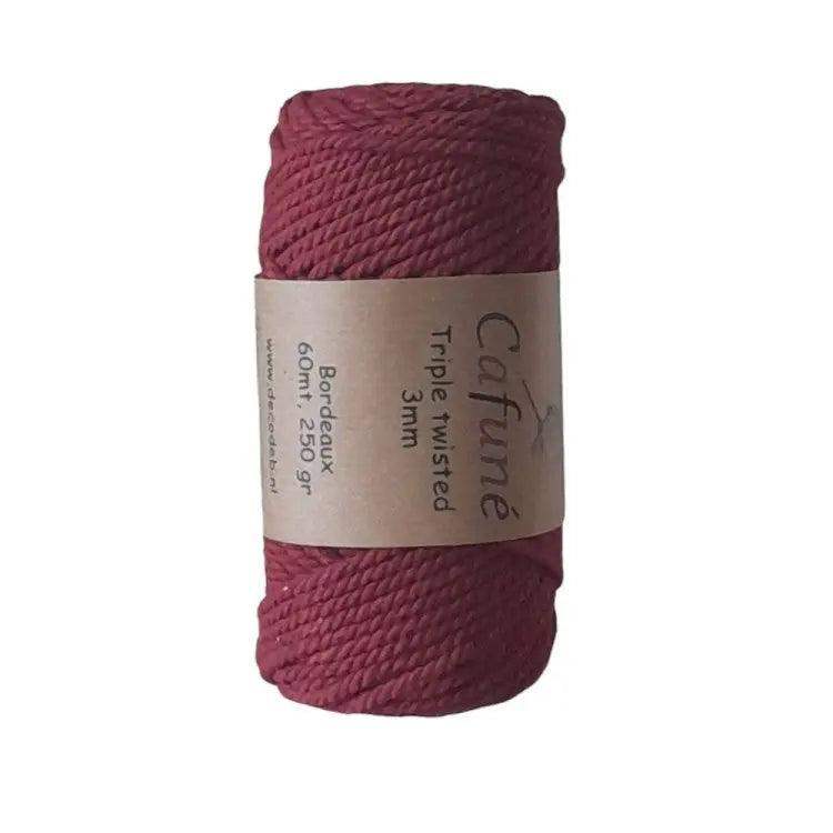 Cafuné Macrame Touw 3mm -Bordeaux - Hobbygaren