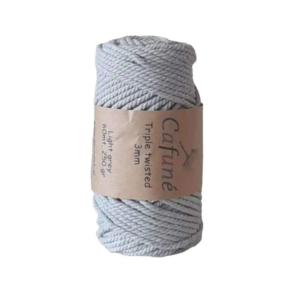 Cafuné Macrame Touw 3mm -Lichtgrijs - Hobbygaren