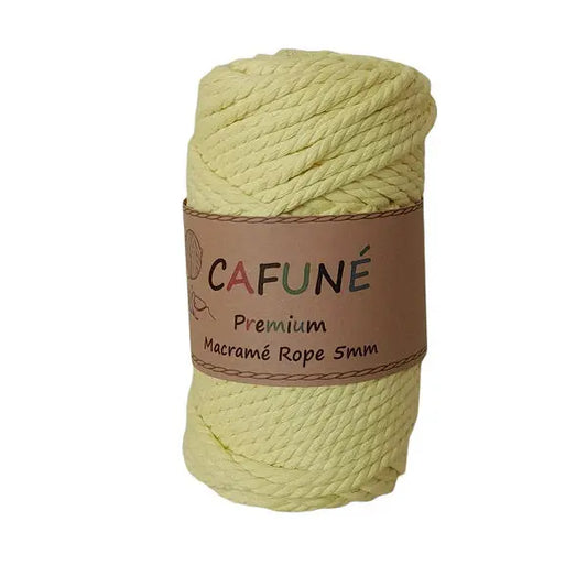 Cafune premium macrame touw 5mm, geel. Ook in schitterende pasteltinten