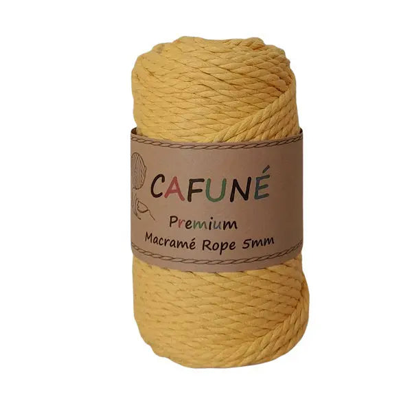 Cafune premium macrame touw 5mm, mosterd. Ook in schitterende pasteltinten