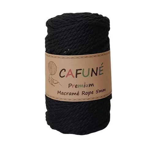Cafune premium macrame touw 5mm, zwart