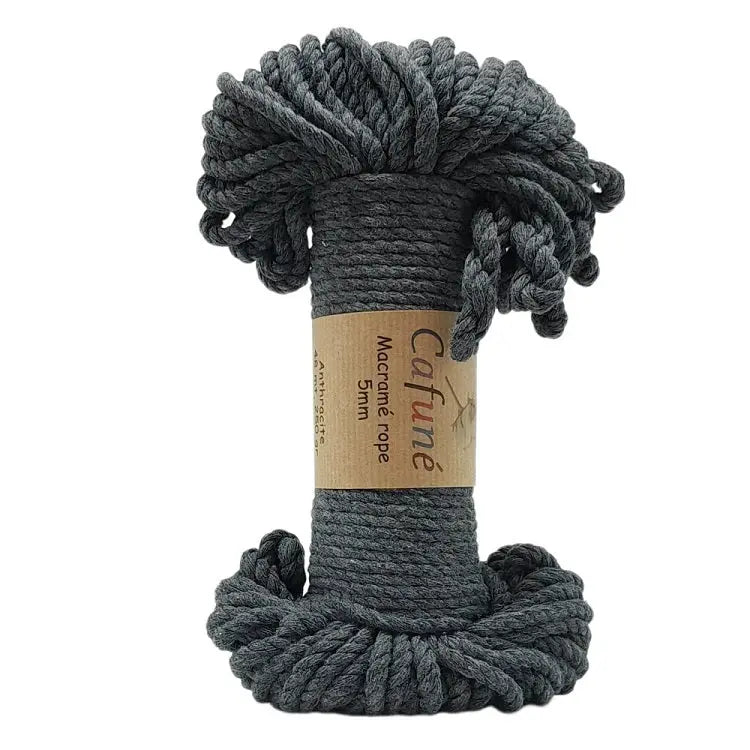 Cafune macrame touw 5mm bundel in de kleur antraciet