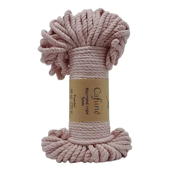 Cafune macrame touw 5mm bundel in de kleur poeder