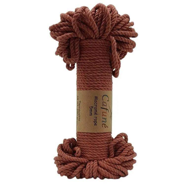 Cafune macrame touw 5mm bundel in de kleur terracotta