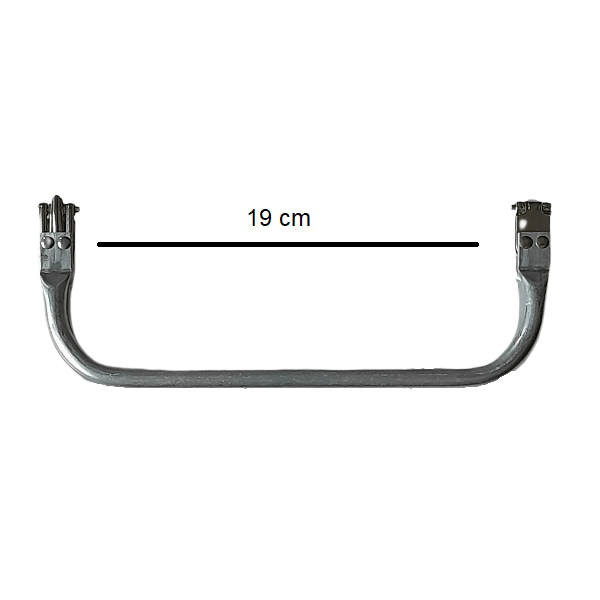 Aluminium tasframe van 19cm die je kan gebruiken voor haak- en macrametassen. Verkrijgbaar bij hobbygaren.nl