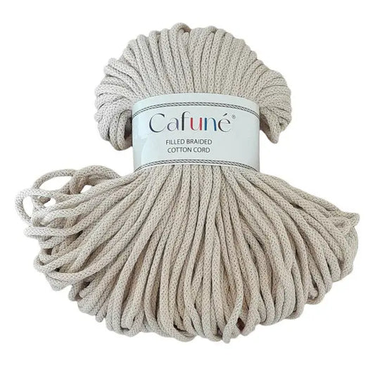 cafune premium macrame koord 5mm, 100 meter gevlochten koord, beige