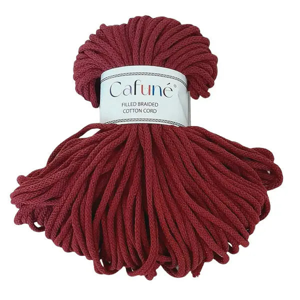 cafune premium macrame koord 5mm, 100 meter gevlochten koord, bordeaux