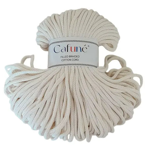 cafune premium macrame koord 5mm, 100 meter gevlochten koord,  ecru