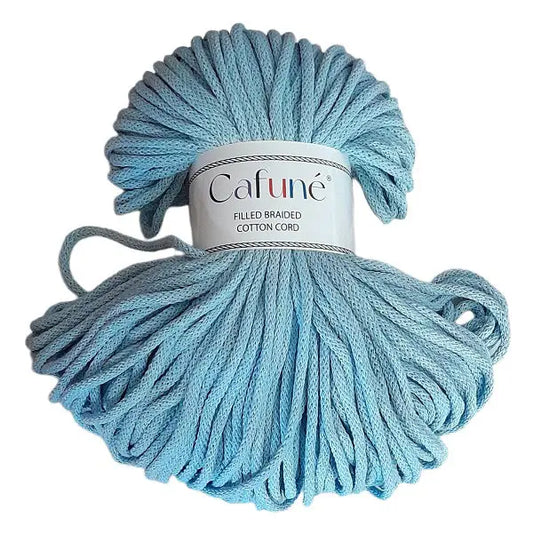 cafune premium macrame koord 5mm, 100 meter gevlochten koord,  lichtblauw