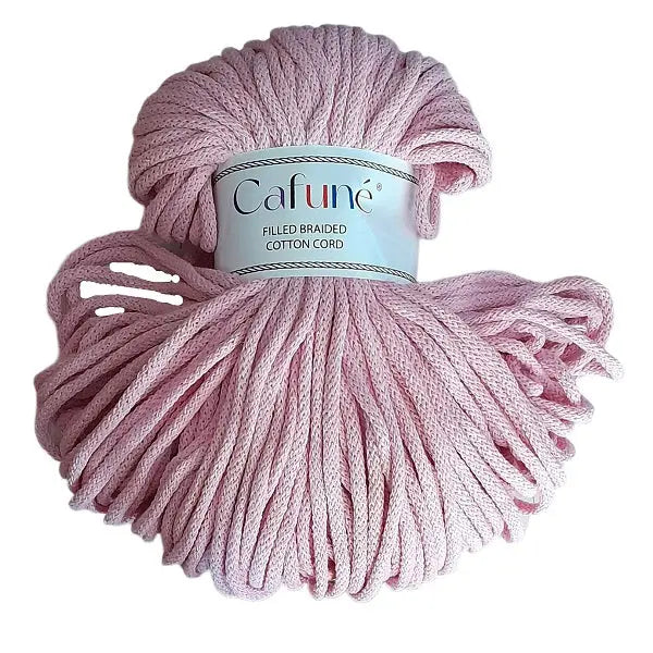 cafune premium macrame koord 5mm, 100 meter gevlochten koord,  roze