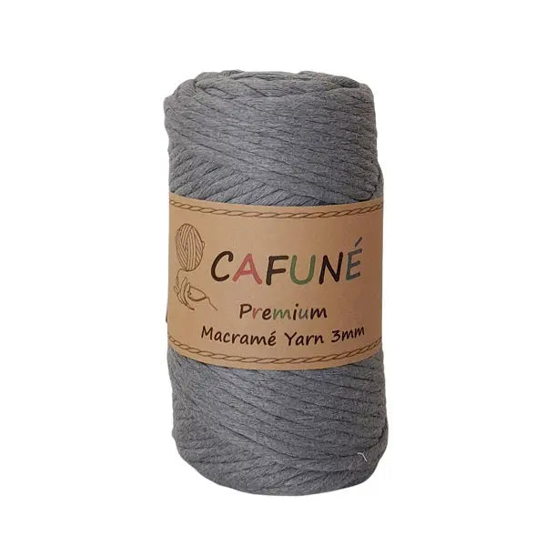 cafune premium macrame garen enkele streng, grijs