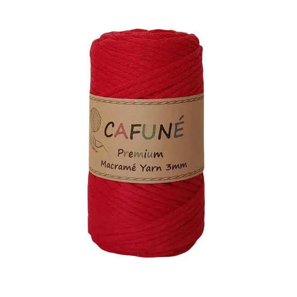 cafune premium macrame garen enkele streng, rood