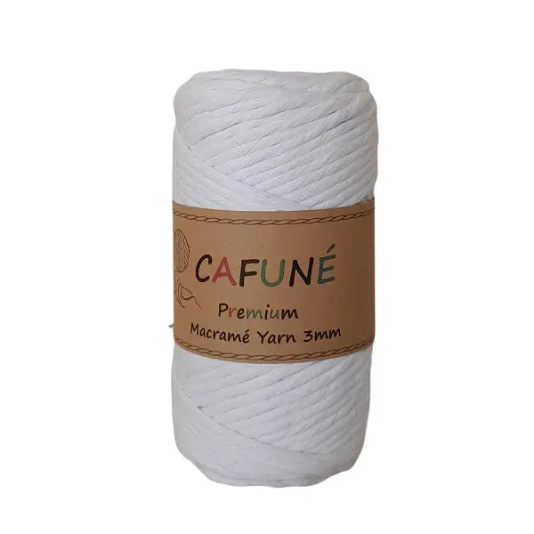 cafune premium macrame garen enkele streng, wit