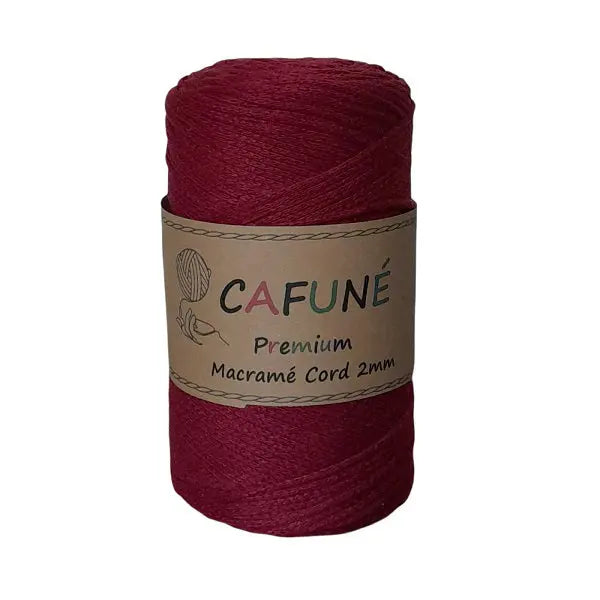 cafuné premium macrame koord 2mm bordeaux. Haak schitterende tassen, dromenvangers of levensbomen.