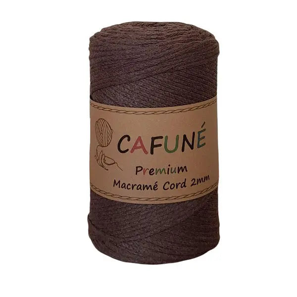 cafuné premium macrame koord 2mm donkerbruin. Haak schitterende tassen, dromenvangers of levensbomen.