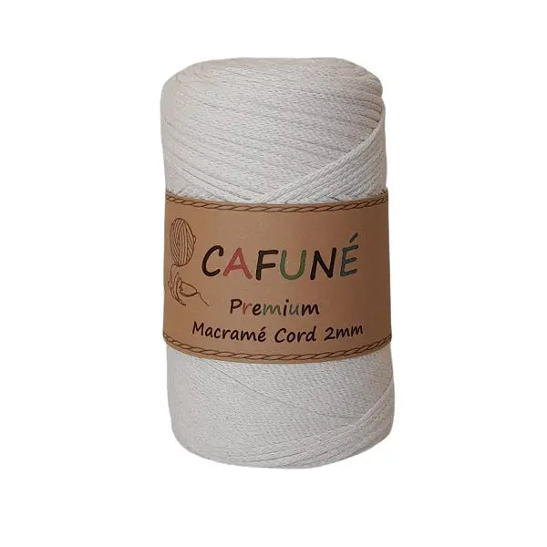 cafuné premium macrame koord 2mm ecru. Haak schitterende tassen, dromenvangers of levensbomen.