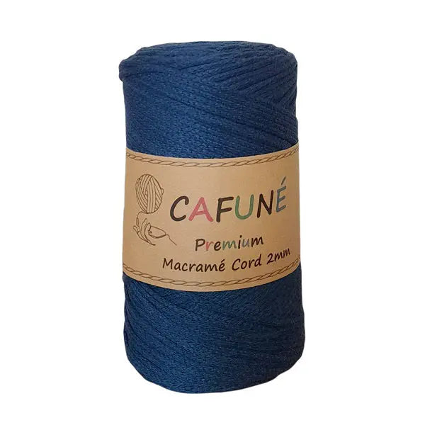 cafuné premium macrame koord 2mm navy. Haak schitterende tassen, dromenvangers of levensbomen.