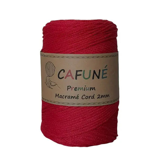 cafuné premium macrame koord 2mm rood. Haak schitterende tassen, dromenvangers of levensbomen.