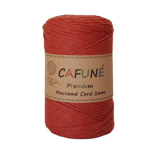 cafuné premium macrame koord 2mm terracotta. Haak schitterende tassen, dromenvangers of levensbomen.