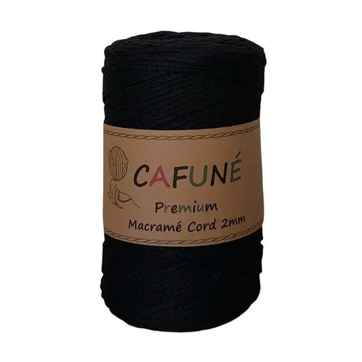 cafuné premium macrame koord 2mm zwart. Haak schitterende tassen, dromenvangers of levensbomen.