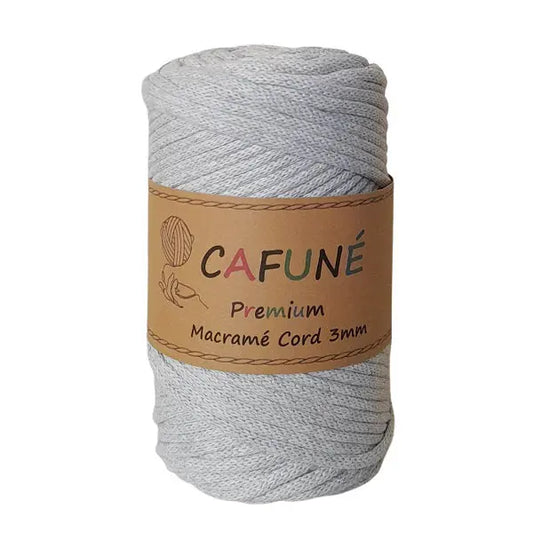 cafune premium macrame koord, gevlochten koord, lichtgrijs