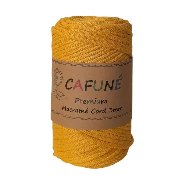 cafune premium macrame koord, gevlochten koord, mosterd