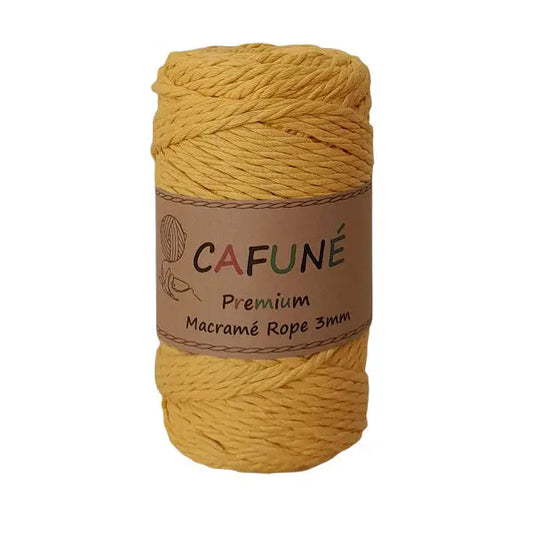 cafune premium macrame touw 3mm mosterd