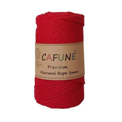 Premium Macrame Touw 3mm - Rood - Hobbygaren