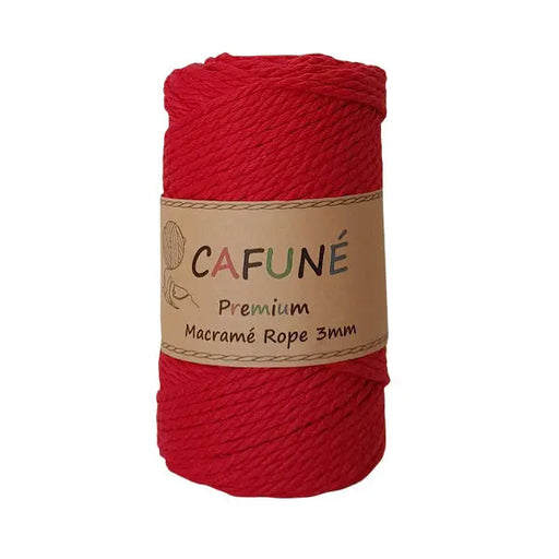 Cafune premium macrame touw 3mm rood. 