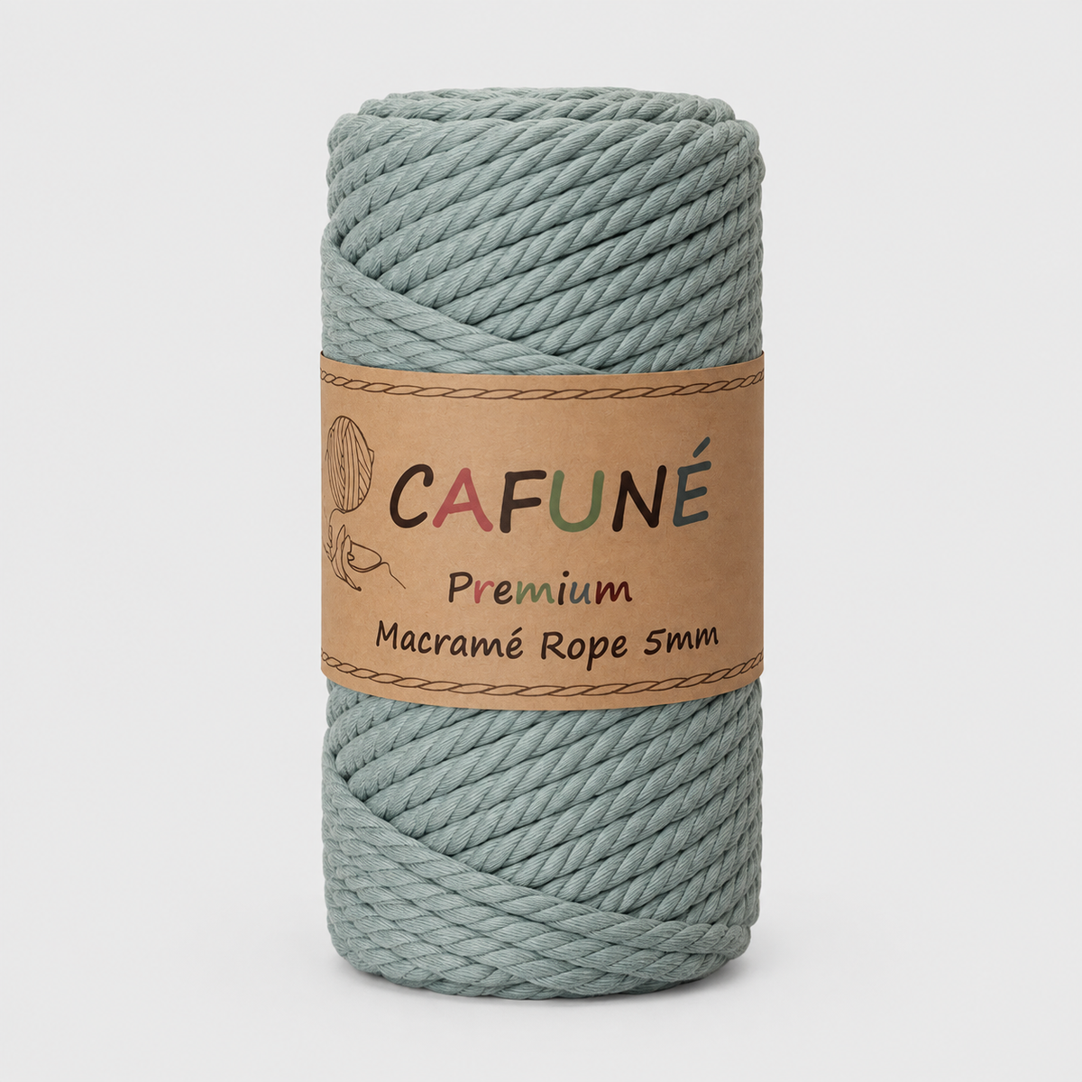 Cafuné Premium Macramé Touw 5mm - Eucalyptus