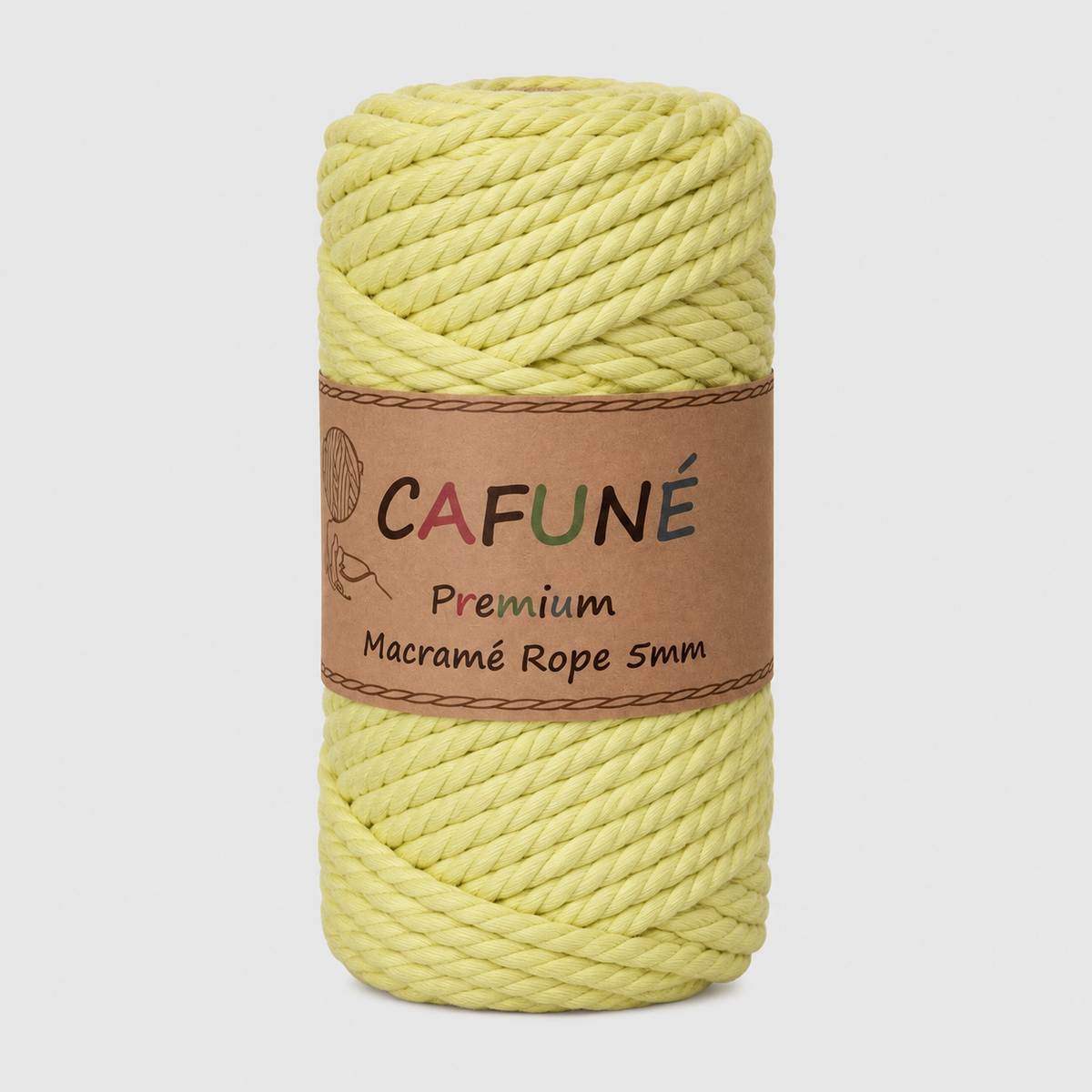 Cafuné Premium Macramé Touw 5mm - Geel