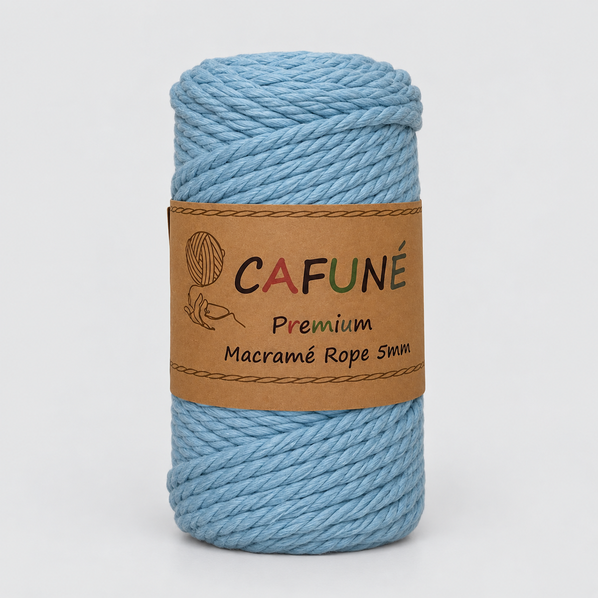 Cafuné Premium Macramé Touw 5mm - Lichtblauw