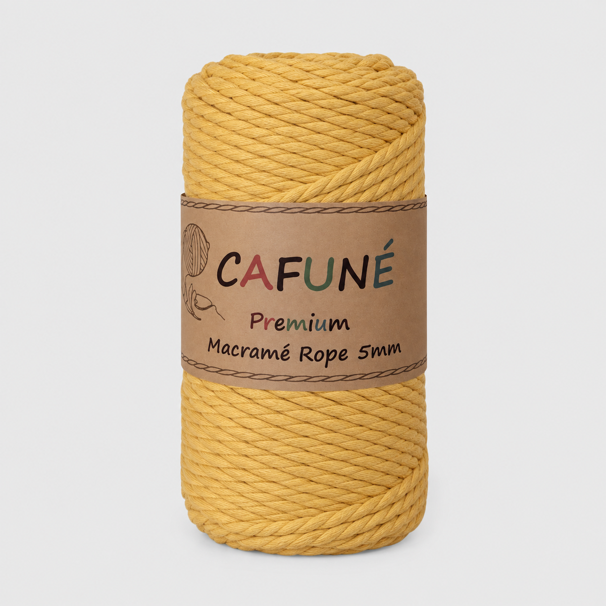 Cafuné Premium Macramé Touw 5mm - Mosterd