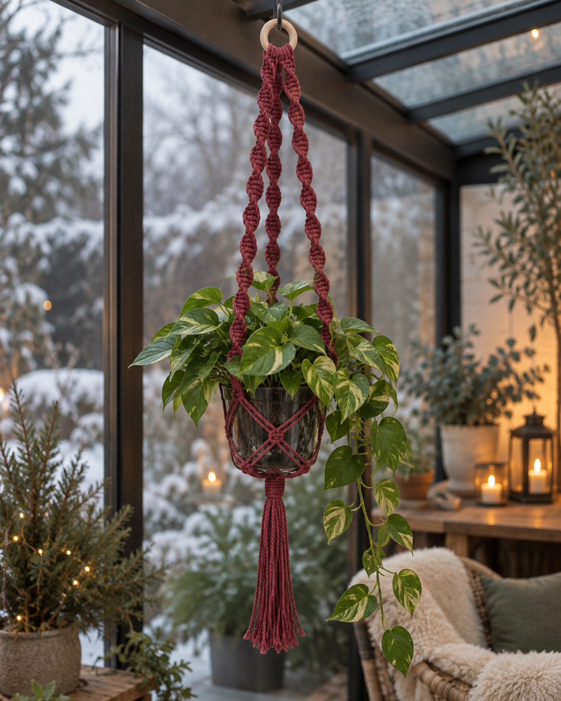 DIY Macramé Pakket Plantenhanger Retro - Bordeaux - Cafuné 5 mm