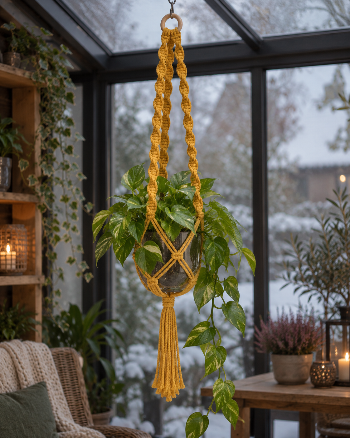DIY Macramé Pakket Plantenhanger Retro - Mosterd - Cafuné 5 mm