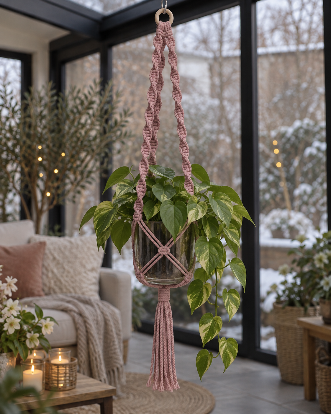 DIY Macramé Pakket Plantenhanger Retro - Poeder - Cafuné 5 mm