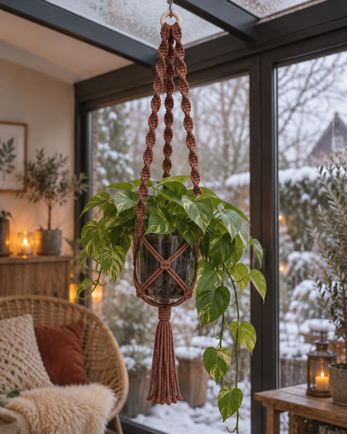DIY Macramé Pakket Plantenhanger Retro - Roestbruin - Cafuné 5 mm
