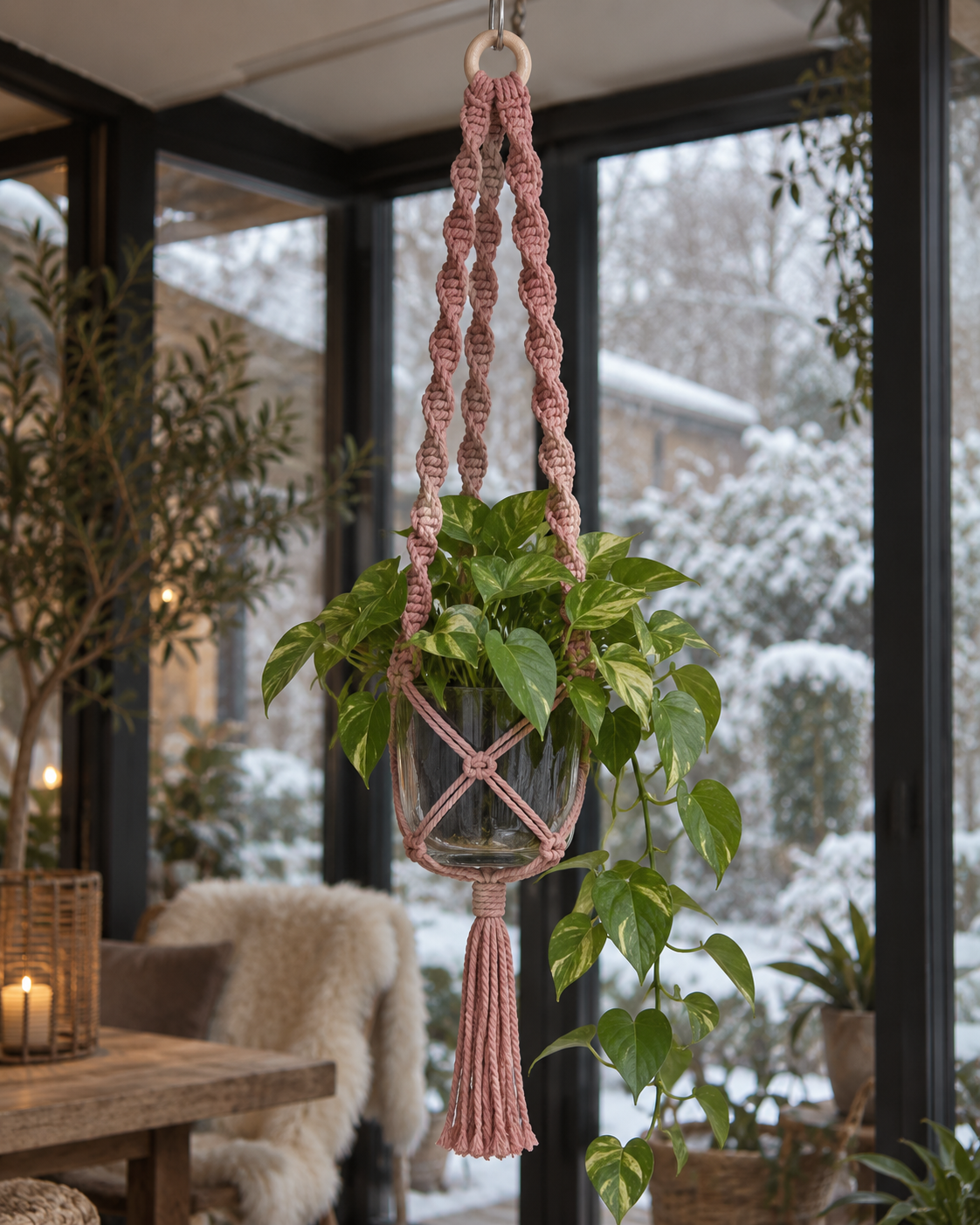 DIY Macramé Pakket Plantenhanger Retro - Zalmroze - Cafuné 5 mm